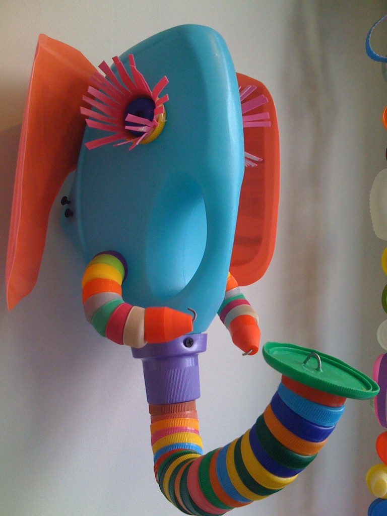 Plastic-Bottles-Elephant-Wall-Sculpture Plastic Bottles Elephant Wall Sculpture