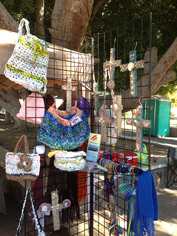 recycled plastic bag art show